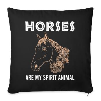 Horses - soulmates on four hooves - Sofa pillowcase 17,3'' x 17,3'' (45 x 45 cm) - black - Front