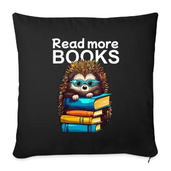 Cute hedgehog with reading glasses loves books - Sofa pillowcase 17,3'' x 17,3'' (45 x 45 cm) - black - Front