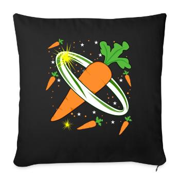 Carotte dans l’espace Carottes - Housse de coussin décorative 45 x 45 cm - noir - Devant