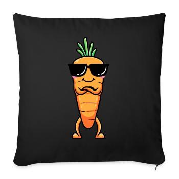 Carrot, Emoticon, Vegetable, Vegan, Vegetarian - Sofa pillowcase 17,3'' x 17,3'' (45 x 45 cm) - black - Front