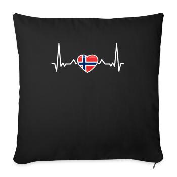 Norvège Heartbeat Drapeau norvégien Norvégien - Housse de coussin décorative 45 x 45 cm - noir - Devant