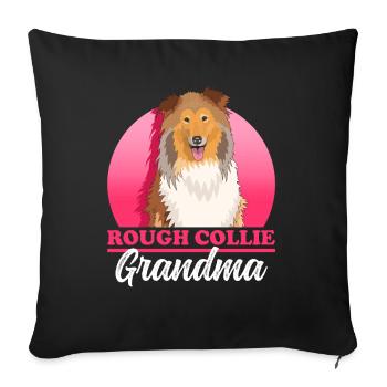 Collie Granny Collie à poil long Collie Rough Collies Cadeau - Housse de coussin décorative 45 x 45 cm - noir - Devant
