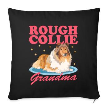 Collie Granny Rough Collies Collies Longhair Collie Cadeau - Housse de coussin décorative 45 x 45 cm - noir - Devant
