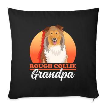 Collie Grandpa Collie à poil long Collie Collies Rough Collies Cadeau - Housse de coussin décorative 45 x 45 cm - noir - Devant