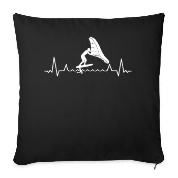 Wingfoil Surfer Wingfoiling Board Heartbeat - Housse de coussin décorative 45 x 45 cm - noir - Devant