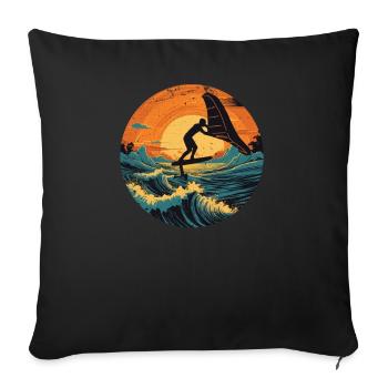 Wingfoil Surfer Wingfoiling Board Hydrofoiling - Sofa pillowcase 17,3'' x 17,3'' (45 x 45 cm) - black - Front