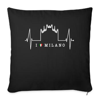 Milan Skyline Italy Heartbeat Fan Love Milano - Sofa pillowcase 17,3'' x 17,3'' (45 x 45 cm) - black - Front