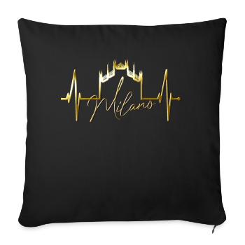 Milan Skyline Italy Heartbeat Fan Love Milano - Sofa pillowcase 17,3'' x 17,3'' (45 x 45 cm) - black - Front