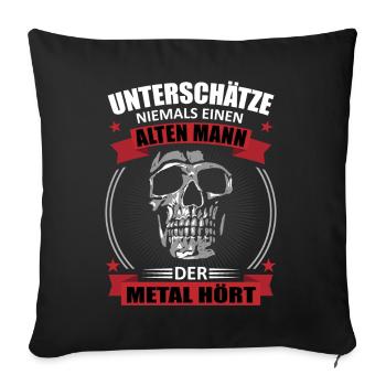 Alten Metal Mann Stolz Totenkopf Geschenk - Sofakissenbezug 45 x 45 cm - Schwarz - Vorne