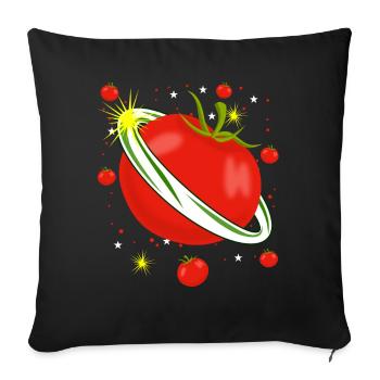 Tomatoes in Space Tomato - Sofa pillowcase 17,3'' x 17,3'' (45 x 45 cm) - black - Front