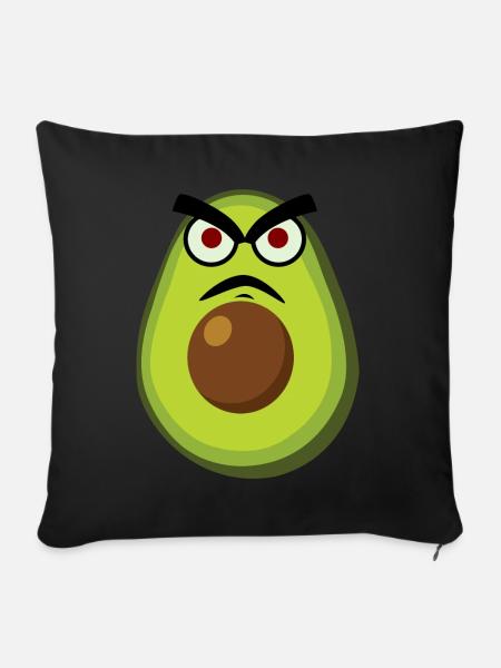 Avocados Grumpy Avocado - Sofakissenbezug 45 x 45 cm - Schwarz