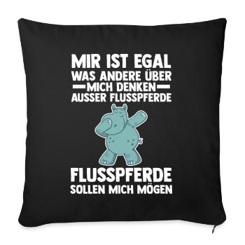 Nilpferd Flusspferd - Sofakissenbezug 45 x 45 cm - Schwarz - Vorne
