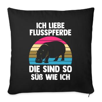 Nilpferd Flusspferd - Sofakissenbezug 45 x 45 cm - Schwarz - Vorne