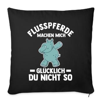 Nilpferd Flusspferd - Sofakissenbezug 45 x 45 cm - Schwarz - Vorne