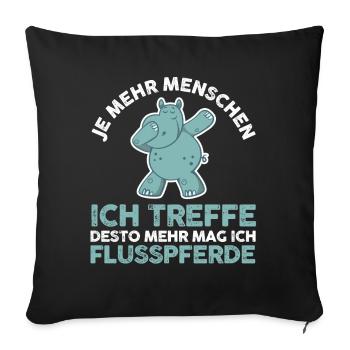 Nilpferd Flusspferd - Sofakissenbezug 45 x 45 cm - Schwarz - Vorne