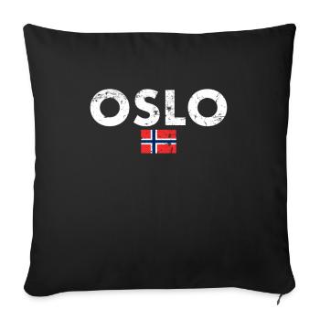 Oslo Vintage Norvège Drapeau norvégien Norvégien - Housse de coussin décorative 45 x 45 cm - noir - Devant