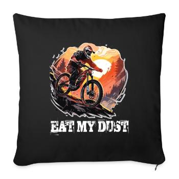 Vélo de montagne de descente VTT Mangez ma poussière - Housse de coussin décorative 45 x 45 cm - noir - Devant