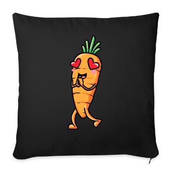 Carrot, Emoticon, Vegetable, Vegan, Vegetarian - Sofa pillowcase 17,3'' x 17,3'' (45 x 45 cm) - black - Front