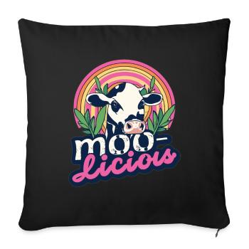 Kuh Kühe Moo-Licious Landwirt Kuhkopf - Sofakissenbezug 45 x 45 cm - Schwarz - Vorne