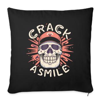 Crânes Crack A Smile Totenkopf Crâne - Housse de coussin décorative 45 x 45 cm - noir - Devant