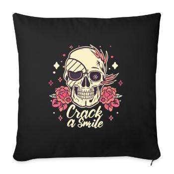Crânes Crack A Smile Totenkopf Crâne - Housse de coussin décorative 45 x 45 cm - noir - Devant