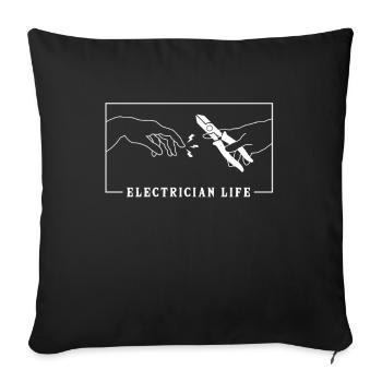 Michelangelo Creation of Adam Electrician - Sofa pillowcase 17,3'' x 17,3'' (45 x 45 cm) - black - Front