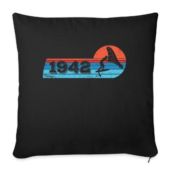 Wingfoil Surfer Anniversaire Vintage 1942 Né - Housse de coussin décorative 45 x 45 cm - noir - Devant