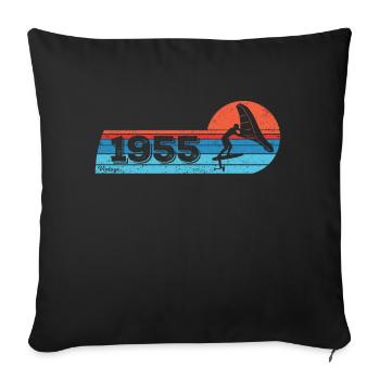 Wingfoil Surfer anniversaire Vintage 1955 né - Housse de coussin décorative 45 x 45 cm - noir - Devant