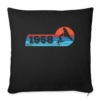 Wingfoil Surfer Birthday Vintage Born 1958 - Sofa pillowcase 17,3'' x 17,3'' (45 x 45 cm) - black - Front