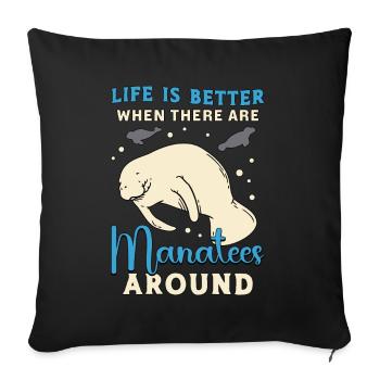 La vie en dugong est meilleure quand il y a des animaux marins - Housse de coussin décorative 45 x 45 cm - noir - Devant