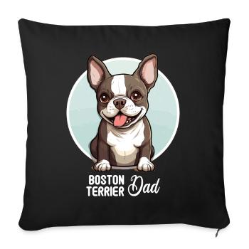 Dog Boston Terrier - Sofa pillowcase 17,3'' x 17,3'' (45 x 45 cm) - black - Front