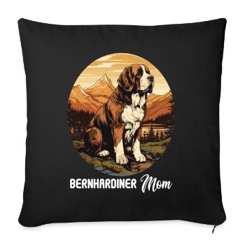 Chien Saint-Bernard - Housse de coussin décorative 45 x 45 cm - noir - Devant