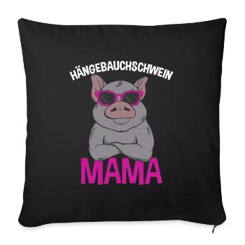 Hängebauchschwein Mama - Sofakissenbezug 45 x 45 cm - Schwarz - Vorne