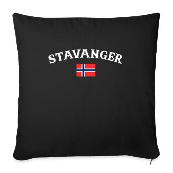 Stavanger Norvège Drapeau norvégien Norvégien - Housse de coussin décorative 45 x 45 cm - noir - Devant