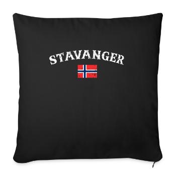 Stavanger Vintage Norvège drapeau norvégien - Housse de coussin décorative 45 x 45 cm - noir - Devant