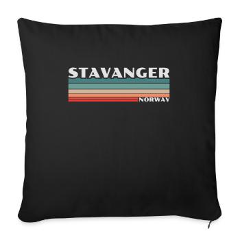 Stavanger, Norvège, Retro, Norvège, Norvégien - Housse de coussin décorative 45 x 45 cm - noir - Devant
