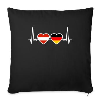Austria Germany Heartbeat Flag - Sofa pillowcase 17,3'' x 17,3'' (45 x 45 cm) - black - Front