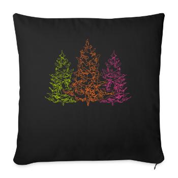 Line Art Black Forest Christmas Tree Village Festival Landei - Sofa pillowcase 17,3'' x 17,3'' (45 x 45 cm) - black - Front