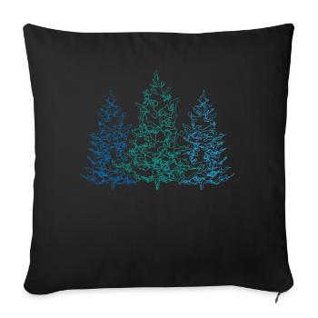 Line Art Black Forest Fir Tree Forestry - Sofa pillowcase 17,3'' x 17,3'' (45 x 45 cm) - black - Front