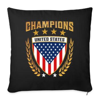 Title USA Champions Design Gear ameriacan sports - Sofa pillowcase 17,3'' x 17,3'' (45 x 45 cm) - black - Front