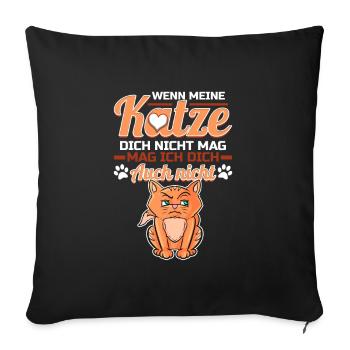Katze Lustiges Kätzchen Geschenk mit Katzen - Sofakissenbezug 45 x 45 cm - Schwarz - Vorne
