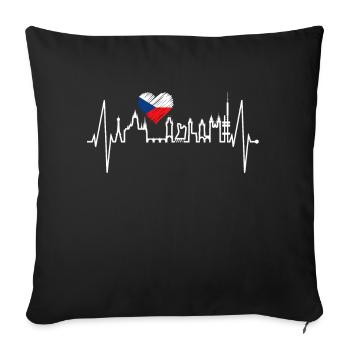 Prague Skyline Heartbeat Czech Republic Heart Love Praha - Sofa pillowcase 17,3'' x 17,3'' (45 x 45 cm) - black - Front