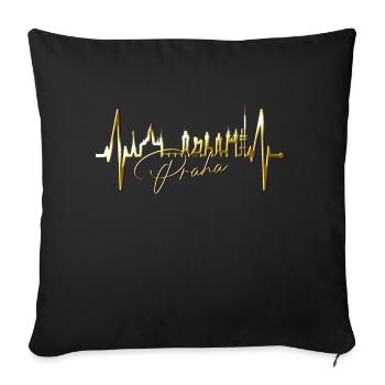 Prague Skyline Heartbeat Czech Republic Heart Love Praha - Sofa pillowcase 17,3'' x 17,3'' (45 x 45 cm) - black - Front
