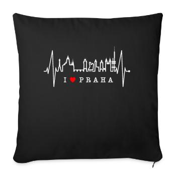 Prague Skyline Heartbeat Czech Republic Heart Love Praha - Sofa pillowcase 17,3'' x 17,3'' (45 x 45 cm) - black - Front