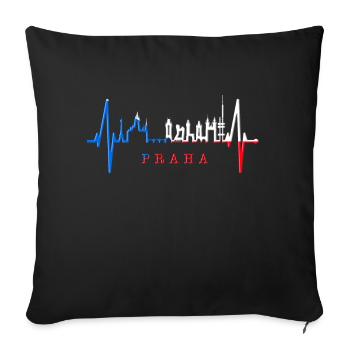 Prague Skyline Heartbeat Czech Republic Heart Love Praha - Sofa pillowcase 17,3'' x 17,3'' (45 x 45 cm) - black - Front
