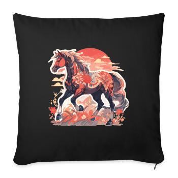 Horse Horses Mare Folen Riding Rider Gift - Sofa pillowcase 17,3'' x 17,3'' (45 x 45 cm) - black - Front