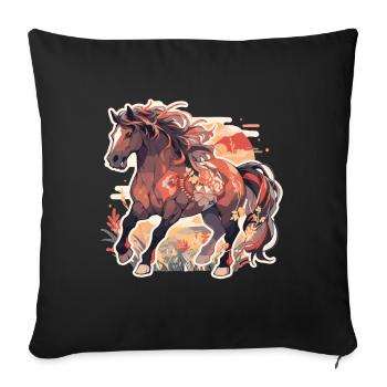 Horse Horses Mare Folen Riding Rider Gift - Sofa pillowcase 17,3'' x 17,3'' (45 x 45 cm) - black - Front