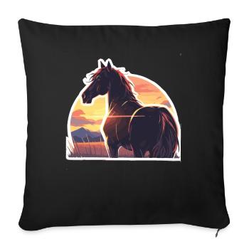 Horse, Retro, Horse, Sunset, Riding - Sofa pillowcase 17,3'' x 17,3'' (45 x 45 cm) - black - Front