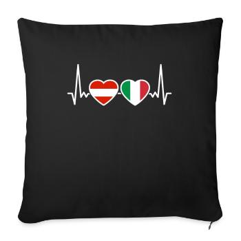 Austria Italy Heartbeat Flag Austrian - Sofa pillowcase 17,3'' x 17,3'' (45 x 45 cm) - black - Front