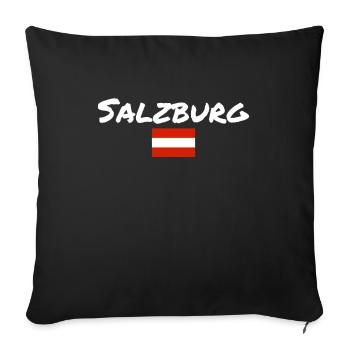 Salzbourg, Autriche, Drapeau autrichien - Housse de coussin décorative 45 x 45 cm - noir - Devant